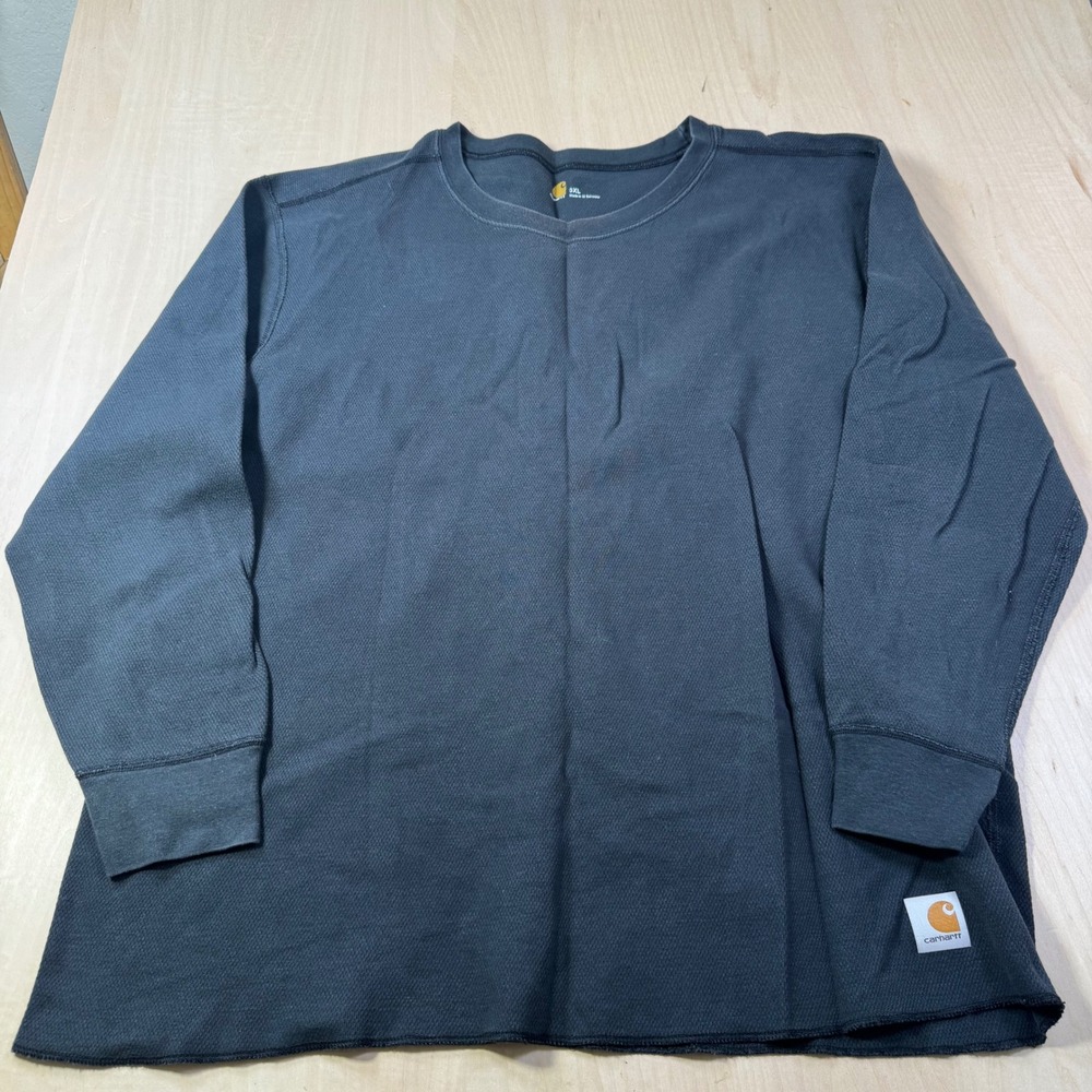 Carhartt Mens Long Sleeve Work T Shirt Thermal Knit Crew Neck Gray 3XL